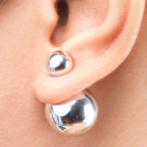 Jewelry - Doubled Sided Big Silver Ball Earrings Jewelry - Doubled Sided Big Silver Ball Earrings